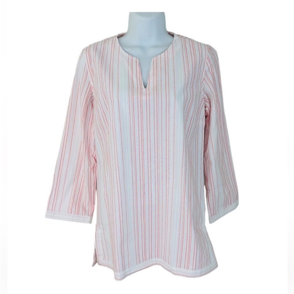NWT Untuckit Womens Striped Durfort Shirt Tunic 3/4 Sleeve Pink
White Shirt Sz 6